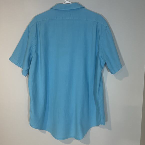 Polo Ralph Lauren Men’s XL Linen Blend Short Sleeve Button Down Shirt Aqua Blue - Picture 7 of 7